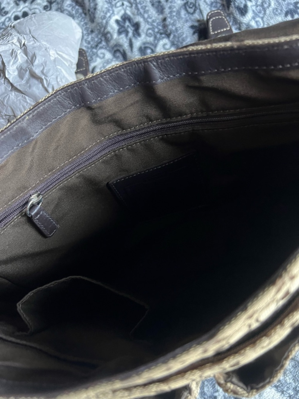 Coach Brown Signature Canvas Messenger Bag with Tan Trim - Picture 8 of 8